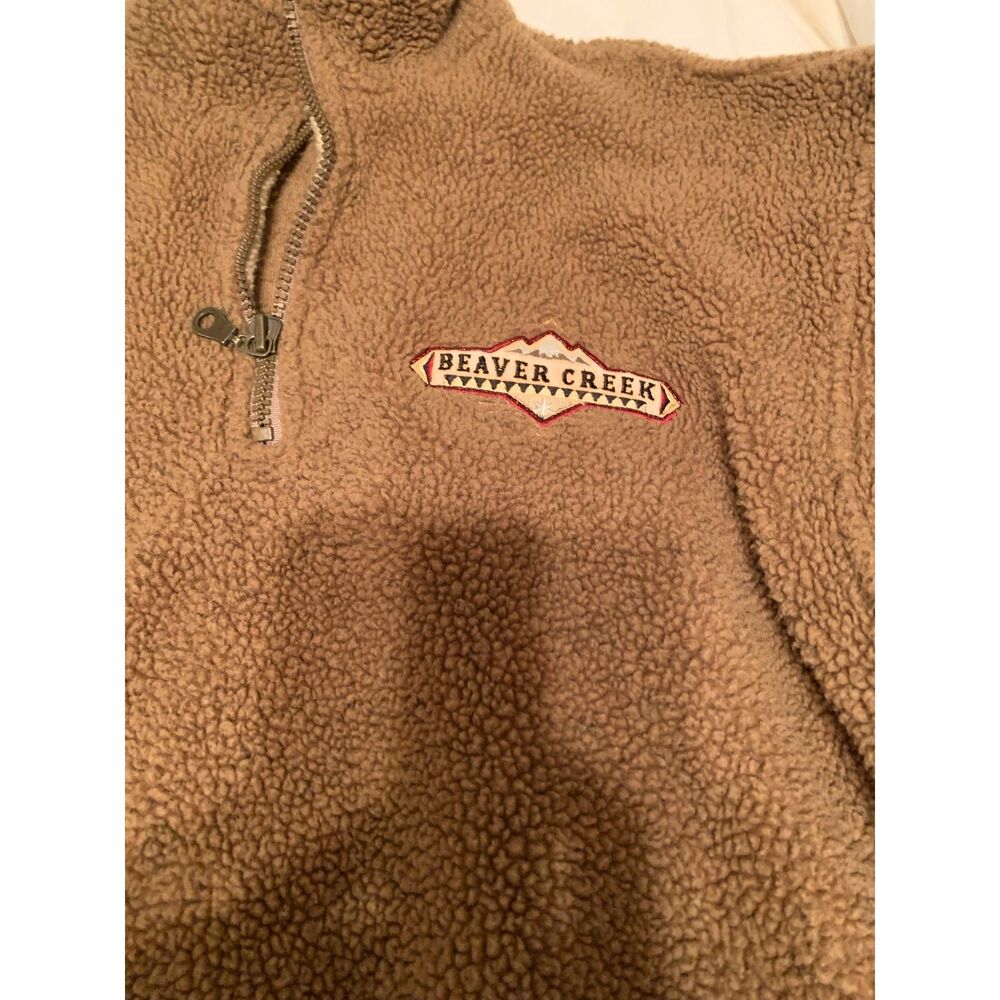 Men’s XL Sherpa Lined Fleece pullover Tan Brown 1/2 Zip Up  Cozy Winter Layer
